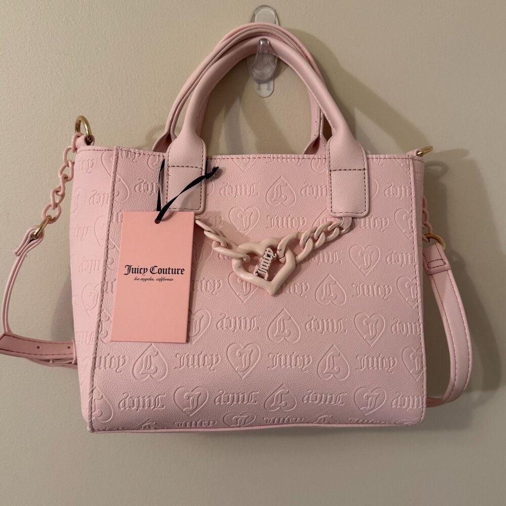 Juicy Couture Change of Heart Mini Tote Crossbody Bag Pink Diamond NWT
